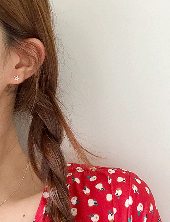 (92.5 silver) mini star earring 001